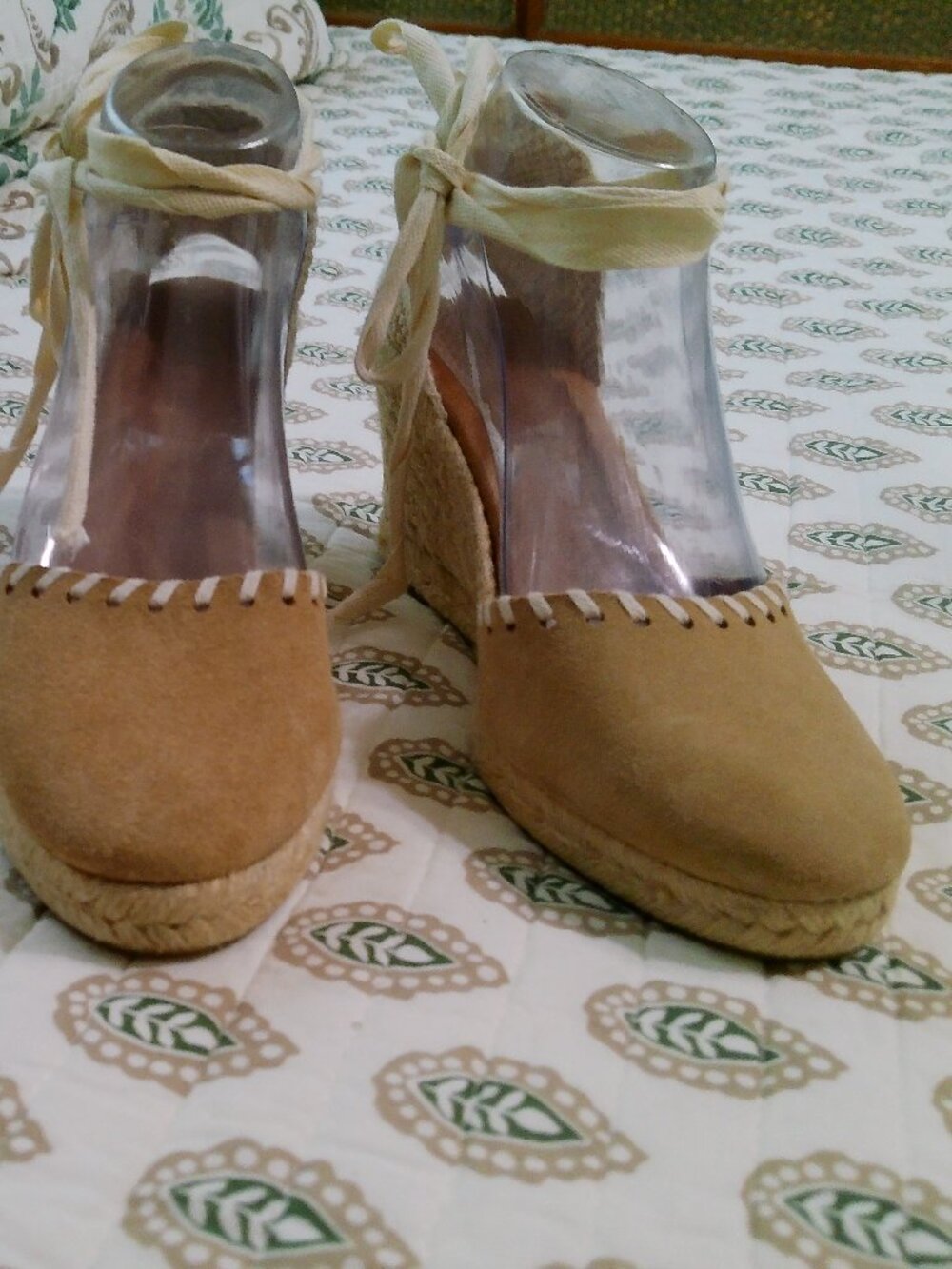 Picon Suede Leather Lace Up Espadrille Wedge GREAT CONDITION SIZE 7.5